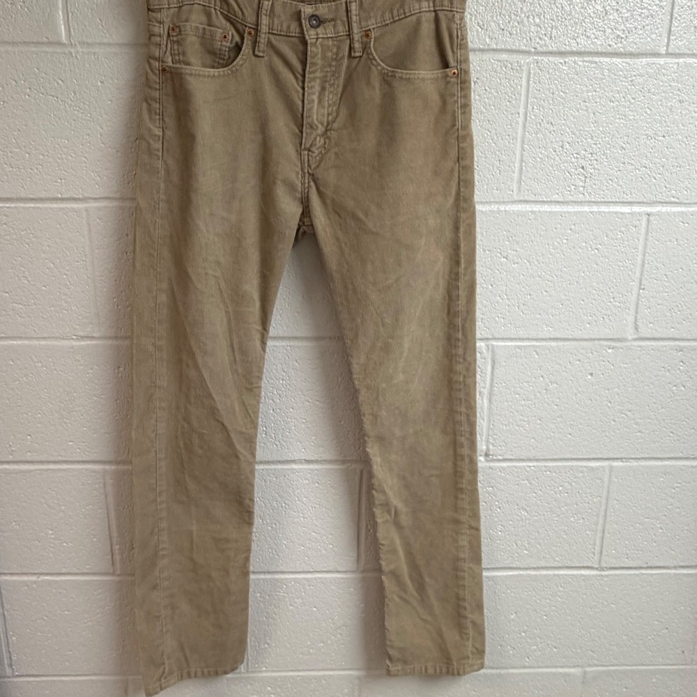 Levis Mens 513 Slim Straight Corduroy Pants 31 Tan Khaki White Tab Casual Preppy